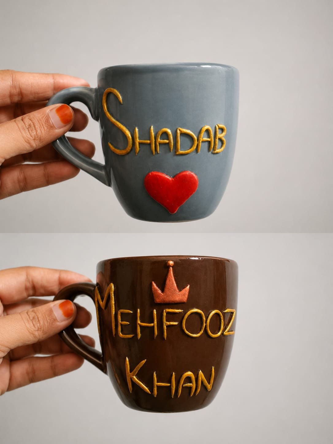 Personalised hand-painted cups