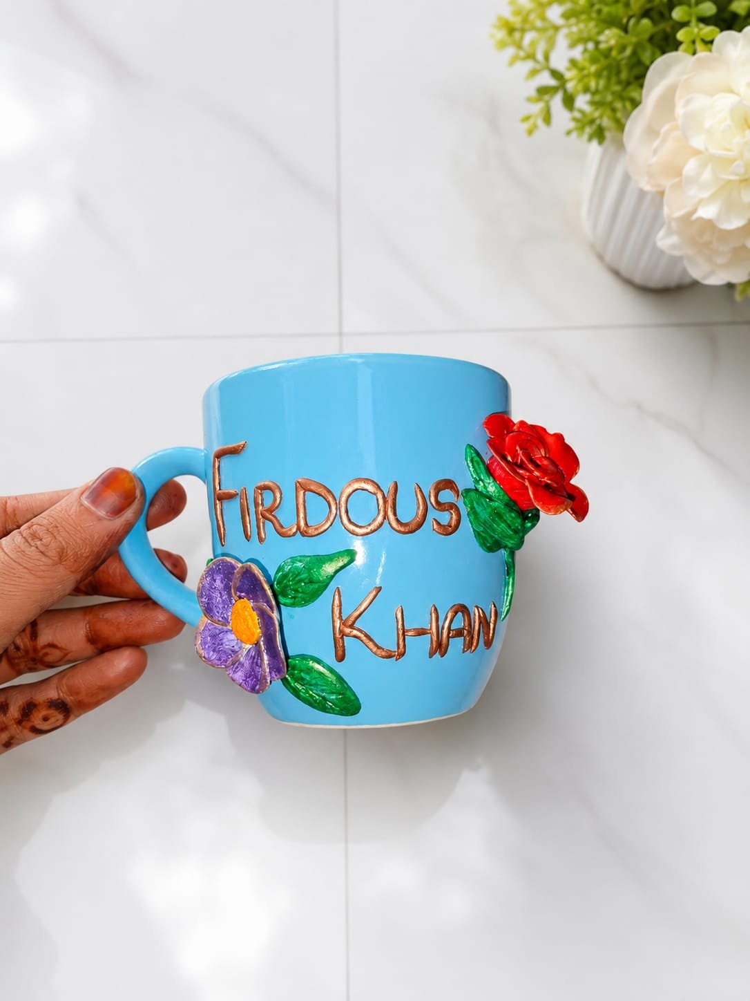 Personalised hand-painted cup